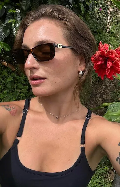 Fresh, glowing skin after an oxygen therapy facial, natural light, relaxed outdoor setting